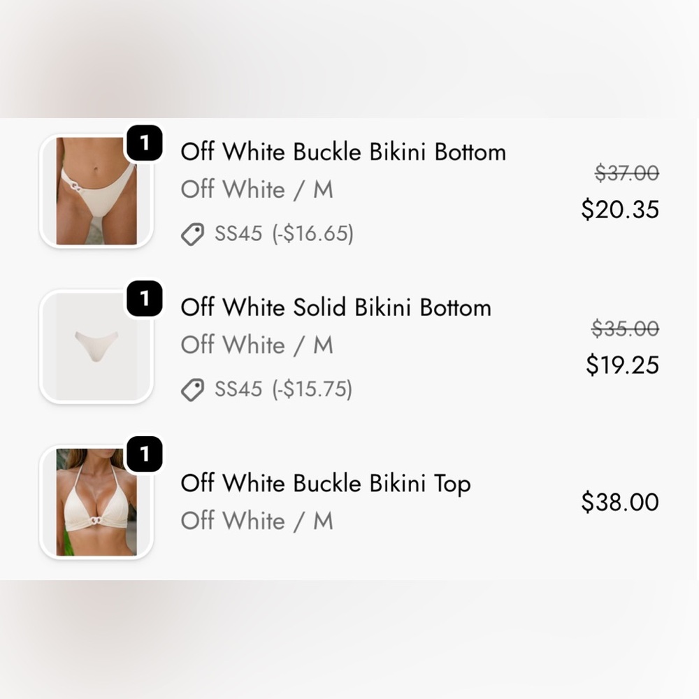 NWT. Off-White Buckle Bikini Set